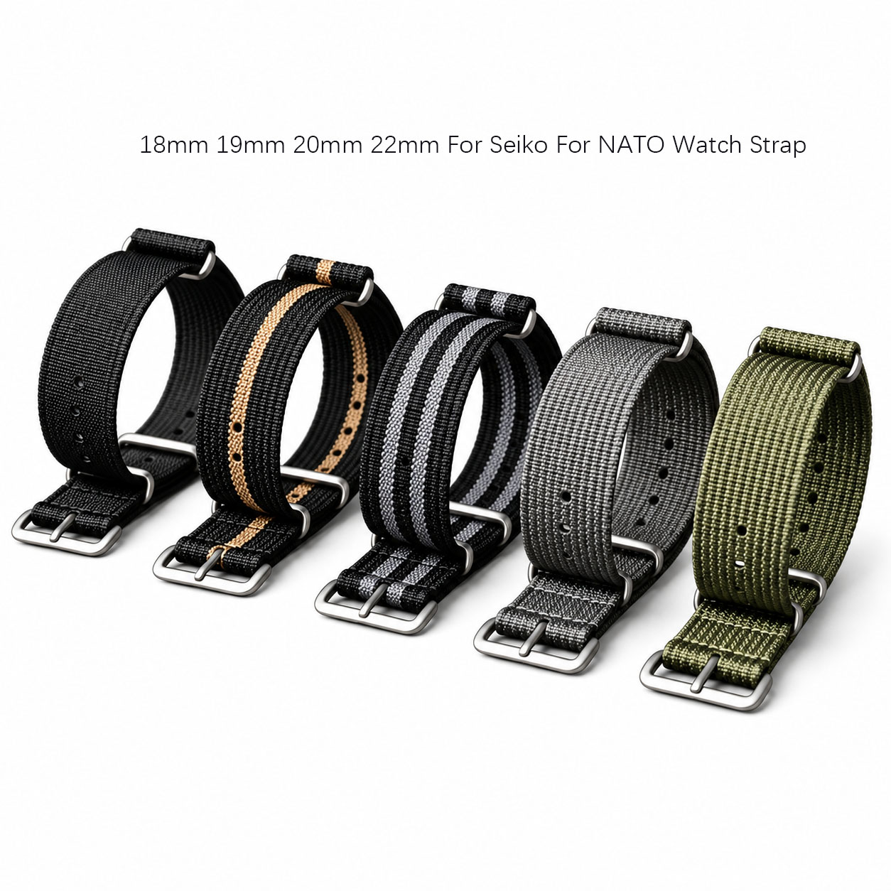 Nato Strap Nylon - 18 مم، 19 مم، 20 مم،
