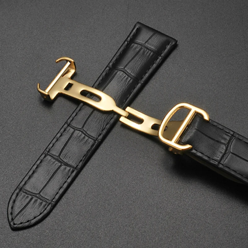 Cartier Watch Tank - جلد طبيعي حزام الساعات مع الخيزران