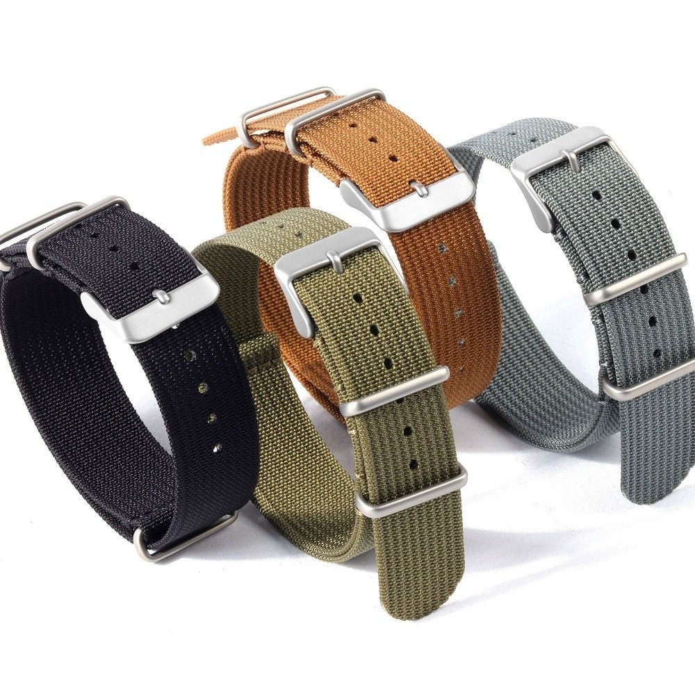 Nato Strap Nylon - حزام ساعة ناتو بمقاسات 14/16/18/20/22 ملم،