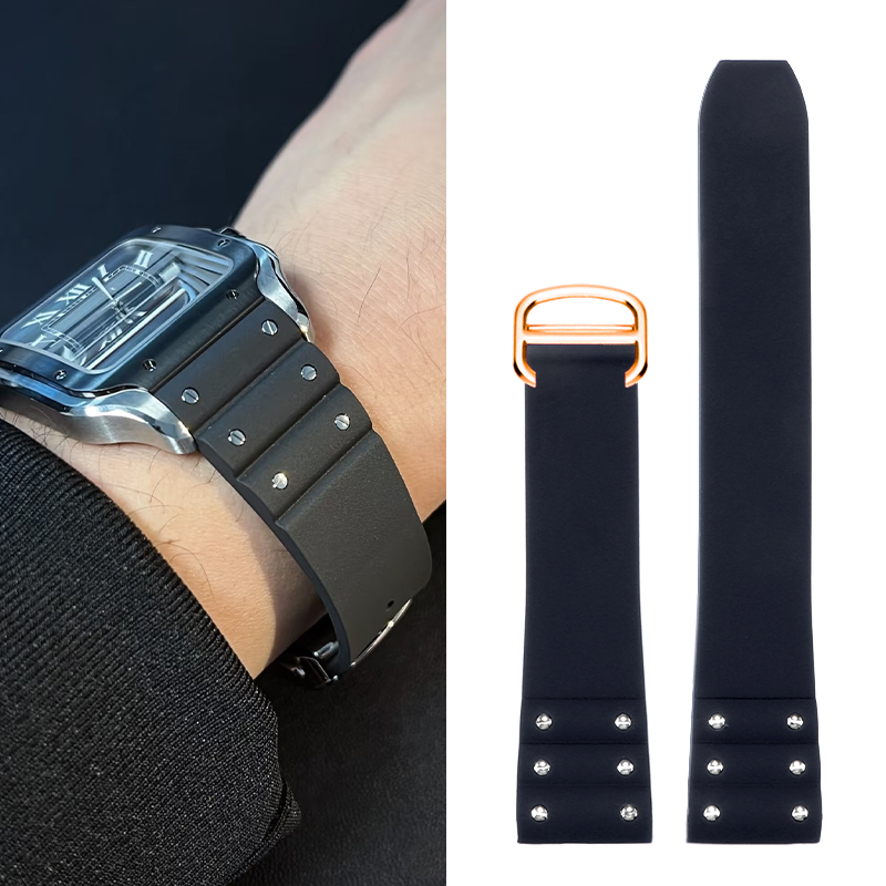 Cartier Watch Santos - حزام ساعة مطاطي عالي الجودة لحزام