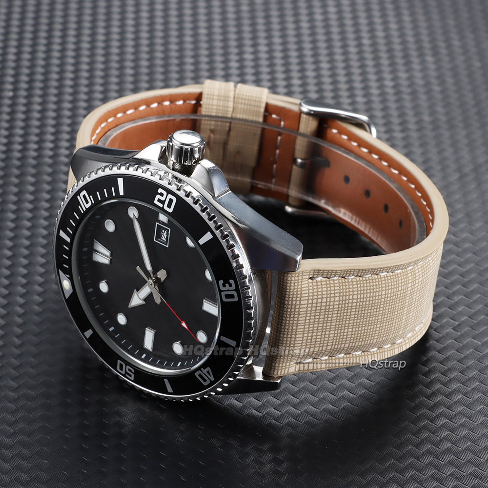حزام ساعة جلدي بنمط مربعات، حز - مراجعة Suede Strap Watch وسعره